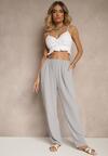 Szare Spodnie z Bawełną o Szerokim Kroju High Waist Fanelithia
