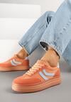 Pomarańczowe Sneakersy Typu Kultowe Tenisówki na Niskiej Platformie Olritia
