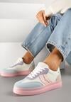Różowo-Niebieskie Sneakersy Tenisówki Ozdobione Paskami Falovinia