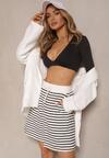 Białe Bawełniane Szorty High Waist w Paski Ridiaress