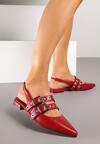 Czerwone Sandały Typu Slingback Ozdobione Klamrami Selritia