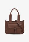 Brązowa Torebka Typu Shopper z Klamerką i Dodatkowym Paskiem Crossbody Kolarienna