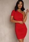 Czerwona Sukienka Bodycon o Asymetrycznym Kroju Erezellia