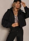 Czarna Kurtka w Stylu Streetwear z Kapturem Oversize Nativiona