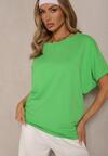 Zielony T-shirt Oversize o Przedłużonym Kroju Echinopa