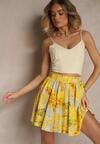 Żółte Spódnico-Szorty High Waist w Kwiaty Sunevra