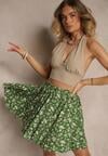 Zielone Spódnico-Szorty High Waist w Kwiaty Sunevra
