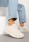 Beżowe Sneakersy z Tłoczoną Cholewką Ulithrena