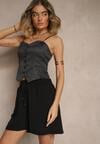 Czarne Szorty z Wiskozą High Waist Puvione