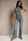 Niebieskie Jeansy High Waist z Szeroką Nogawką Uliswena