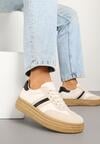 Beżowo-Czarne Sneakersy Kultowe Tenisówki na Grubej Podeszwie Ozdobione Wzorem w Panterkę Gonelis