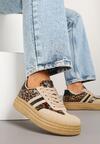Panterkowe Sneakersy Kultowe Tenisówki na Grubej Podeszwie Ozdobione Wzorem w Panterkę Gonelis