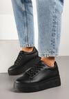Czarne Basicowe Sneakersy na Platformie Milio