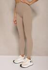 Beżowe Basicowe Legginsy High Waist Tofelia