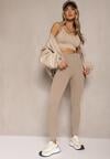 Beżowe Basicowe Legginsy High Waist Tofelia