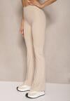 Jasnobeżowe Legginsy Dzwony High Waist Orruvana