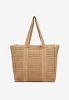 Ciemnobeżowa Torebka Shopper Plażowa z Plecionki Galavisena