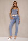 Jasnoniebieskie Jeansy Skinny z Bawełną High Waist Mevorra