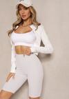 Jasnoszare Sportowe Szorty Kolarki Prążkowane High Waist Steiama