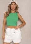 Zielony Crop Top z Prążkowanego Materiału Nevonessa
