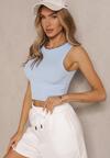 Jasnoniebieski Crop Top z Prążkowanego Materiału Nevonessa