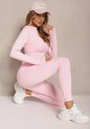 Jasnoróżowy Komplet Sportowy Legginsy i Bluza z Wycięciem na Kciuk Redarose