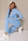 Jasnoniebieski Komplet Sportowy Legginsy i Bluza z Wycięciem na Kciuk Redarose