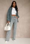 Jasnoniebieskie Jeansy High Waist z Szeroką Nogawką ErIdell