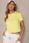 Żółty Bawełniany T-shirt o Fasonie Cropped Galionela