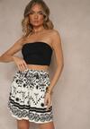 Czarne Szorty High Waist z Abstrakcyjnym Wzorem Filasena