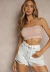 Różowy Koronkowy Top Bandeau o Dopasowanym Kroju Pasiella