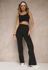 Czarne Legginsy High Waist z Szeroką Gumką w Pasie Idalania