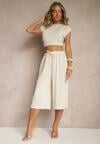 Beżowe Spodnie Kuloty z Bawełną High Waist Azetia