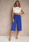 Niebieskie Spodnie Kuloty z Bawełną High Waist Azetia