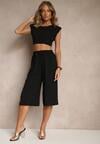 Czarne Spodnie Kuloty z Bawełną High Waist Azetia