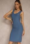 Niebieska Sukienka Typu Bodycon z Bawełną Neralissea
