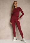 Bordowy Komplet Sportowy Legginsy i Top Typu Longsleeve Dorotia
