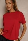 Bordowy Bawełniany T-shirt o Kroju Oversize Zilona