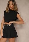 Czarne Szorty High Waist z Kieszeniami Typu Cargo Aloviane