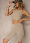 Beżowe Szorty Typu Kolarki High Waist Nalareine