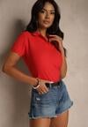Czerwony Bawełniany T-shirt Typu Polo Arsenllia