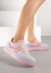 Fioletowe Sneakersy Typu Kultowe Tenisówki na Niskiej Platformie Olritia