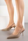 Ciemnobeżowe Sandały na Szpilce Typu Slingback Melovelle