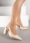 Beżowe Sandały na Słupku Slingback Halatia
