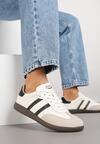 Beżowo-Czarne Sneakersy w Stylu Tenisówek z Geometrycznym Motywem Halonelle