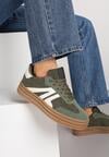 Zielone Sneakersy Tenisówki na Platformie z Tłoczeniem i Geometrycznym  Motywem Kialie