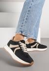 Czarne Sneakersy z Geometrycznym Wzorem Velwettia