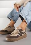 Brązowe Sneakersy Ozdobione Geometrycznym Motywem Benike