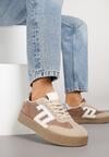 Brązowe Sneakersy Ozdobione Geometrycznym Motywem Lanelise