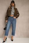 Niebieskie Jeansy Regular Wiast o Fasonie Mom Fit Gondie